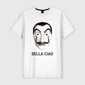 Мужская футболка хлопок Slim с принтом BELLA CIAO в городе Новоалтайск, 92% хлопок, 8% лайкра | приталенный силуэт, круглый вырез ворота, длина до линии бедра, короткий рукав | bella ciao | бумажный дома | деньги | сериал