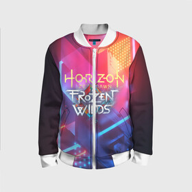 Детский бомбер 3D с принтом HORIZON ZERO DAWN(S) в городе Новоалтайск, 100% полиэстер | застегивается на молнию, по бокам два кармана без застежек, мягкие манжеты, по низу бомбера и на воротнике — эластичная резинка | aloy | antasy girl | art | artwork | digital art | fantasy | horizon | horizon: zero dawn | landscape | tallneck | warrior fantasy | weapon | zero dawn