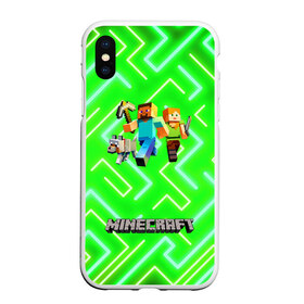 Чехол для iPhone XS Max матовый с принтом Майнкрафт Minecraft в городе Новоалтайск, Силикон | Область печати: задняя сторона чехла, без боковых панелей | alex | creeper | dungeons | minecraft | piggy | steve | алекс | бой | гаст | герои | детские | зелень | зомби | крипер | логотипигры | майнкрафт | мобы | неоновый | песочница | пигги | пиксельный | подземелья | популярные
