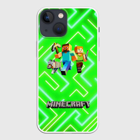 Чехол для iPhone 13 mini с принтом Майнкрафт   Minecraft в городе Новоалтайск,  |  | alex | creeper | dungeons | minecraft | piggy | steve | алекс | бой | гаст | герои | детские | зелень | зомби | крипер | логотипигры | майнкрафт | мобы | неоновый | песочница | пигги | пиксельный | подземелья | популярные