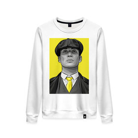 Женский свитшот хлопок с принтом Томас Шелби в городе Новоалтайск, 100% хлопок | прямой крой, круглый вырез, на манжетах и по низу широкая трикотажная резинка  | peacky blinders | бандит | крутой | острые козырьки | томас шелби