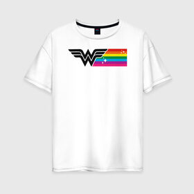 Женская футболка хлопок Oversize с принтом Wonder Woman Rainbow Logo в городе Новоалтайск, 100% хлопок | свободный крой, круглый ворот, спущенный рукав, длина до линии бедер
 | dc pride | justice league | pride | vdosadir | wonder woman | лига справедливости | прайд | радуга | чудо женщина
