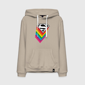 Мужская толстовка хлопок с принтом Superman Logo в городе Новоалтайск, френч-терри, мягкий теплый начес внутри (100% хлопок) | карман-кенгуру, эластичные манжеты и нижняя кромка, капюшон с подкладом и шнурком | dc pride | justice league | pride | superman | vdosadir | лига справедливости | прайд | радуга | супермен