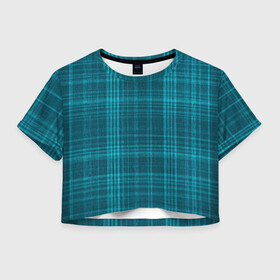 Женская футболка Crop-top 3D с принтом Зеленая форма в городе Новоалтайск, 100% полиэстер | круглая горловина, длина футболки до линии талии, рукава с отворотами | бирюзовый | зеленый | линии | темный | школьная форма
