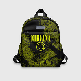 Детский рюкзак 3D с принтом Nirvana | Нирвана в городе Новоалтайск, 100% полиэстер | лямки с регулируемой длиной, сверху петелька, чтобы рюкзак можно было повесить на вешалку. Основное отделение закрывается на молнию, как и внешний карман. Внутри дополнительный карман. По бокам два дополнительных кармашка | Тематика изображения на принте: kurt cobain | nirvana | rock | smile | гранж | курт кобейн | нирвана | рок | смайл