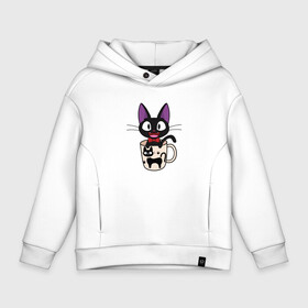 Детское худи Oversize хлопок с принтом Cat Jiji в городе Новоалтайск, френч-терри — 70% хлопок, 30% полиэстер. Мягкий теплый начес внутри —100% хлопок | боковые карманы, эластичные манжеты и нижняя кромка, капюшон на магнитной кнопке | cat | ghibli | jiji | totoro | анимация | аниме | гибли | китти | кот | котенок | кошка | миядзаки | мур | мяу | тоторо