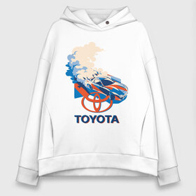 Женское худи Oversize хлопок с принтом Toyota Drift в городе Новоалтайск, френч-терри — 70% хлопок, 30% полиэстер. Мягкий теплый начес внутри —100% хлопок | боковые карманы, эластичные манжеты и нижняя кромка, капюшон на магнитной кнопке | drift | silvia | supra | toyota | гонка | гоночная машина | дрифт | логотип tayota | сильвия | супра | тайота | тойота