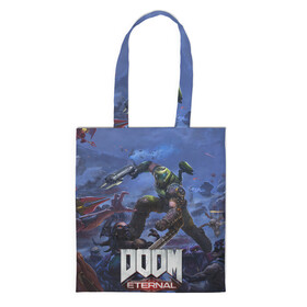 Шоппер 3D с принтом Doom Eternal The Ancient Gods в городе Новоалтайск, 100% полиэстер | Плотность: 200 г/м2; Размер: 34×35 см; Высота лямок: 30 см | demon | dlc | doom | doom slayer | doomguy | eternal | games | the ancient gods | демон | древние боги | дум | игры | палач рока
