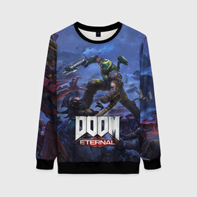 Женский свитшот 3D с принтом Doom Eternal The Ancient Gods в городе Новоалтайск, 100% полиэстер с мягким внутренним слоем | круглый вырез горловины, мягкая резинка на манжетах и поясе, свободная посадка по фигуре | demon | dlc | doom | doom slayer | doomguy | eternal | games | the ancient gods | демон | древние боги | дум | игры | палач рока