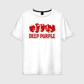 Женская футболка хлопок Oversize с принтом Deep Purple в городе Новоалтайск, 100% хлопок | свободный крой, круглый ворот, спущенный рукав, длина до линии бедер
 | deep purple | альбом | гловер | группа | дееп | деп | ди | дип | диперпл | дипперпл | иэн гиллан | иэн пэйс | лого | логотип | метал | морс | пепл | перпл | прогрессивный | психоделический | рок | символ | хард