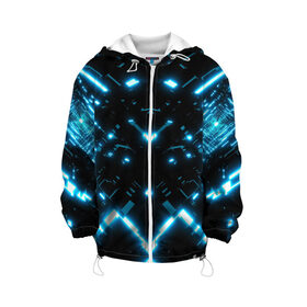 Детская куртка 3D с принтом Neon Lights в городе Новоалтайск, 100% полиэстер | застежка — молния, подол и капюшон оформлены резинкой с фиксаторами, по бокам — два кармана без застежек, один потайной карман на груди, плотность верхнего слоя — 90 г/м2; плотность флисового подклада — 260 г/м2 | Тематика изображения на принте: blue | cyberpunk2077 | girl | neon | неон | неоновая