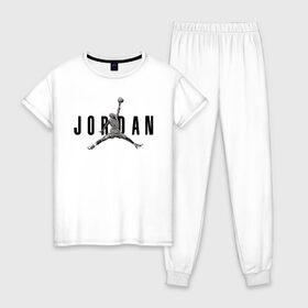 Женская пижама хлопок с принтом MICHAEL JORDAN в городе Новоалтайск, 100% хлопок | брюки и футболка прямого кроя, без карманов, на брюках мягкая резинка на поясе и по низу штанин | jordan | michael | michael jordan | nba | баскетбол | баскетболист | джордан | защитник | майкл | майкл джордан | нба