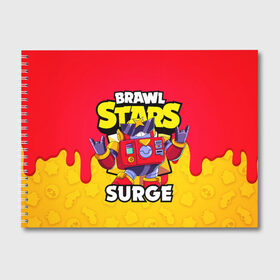 Альбом для рисования с принтом BRAWL STARS SURGE в городе Новоалтайск, 100% бумага
 | матовая бумага, плотность 200 мг. | Тематика изображения на принте: brawl stars | brawl stars surge | brawler | surge | volt | бравл старз | бравлер | вольт