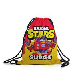 Рюкзак-мешок 3D с принтом BRAWL STARS SURGE в городе Новоалтайск, 100% полиэстер | плотность ткани — 200 г/м2, размер — 35 х 45 см; лямки — толстые шнурки, застежка на шнуровке, без карманов и подкладки | brawl stars | brawl stars surge | brawler | surge | volt | бравл старз | бравлер | вольт
