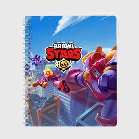 Тетрадь с принтом Brawl Stars Макс и Вольт в городе Новоалтайск, 100% бумага | 48 листов, плотность листов — 60 г/м2, плотность картонной обложки — 250 г/м2. Листы скреплены сбоку удобной пружинной спиралью. Уголки страниц и обложки скругленные. Цвет линий — светло-серый
 | brawl stars | crow | games | leon | max | sandy | spike | summer of monsters | surge | барли | беа | биби | бравл | броул ставрс | ворон | гэйл | деррил | джеки | джина | игры | карл | леон | лето монстров | макс | мистер п | мортис | 