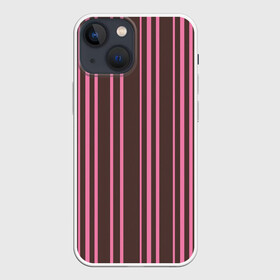 Чехол для iPhone 13 mini с принтом Чёрно розовые линии в городе Новоалтайск,  |  | Тематика изображения на принте: вертикальные линии | вертикальный рисунок | линии | розовый | чёрный