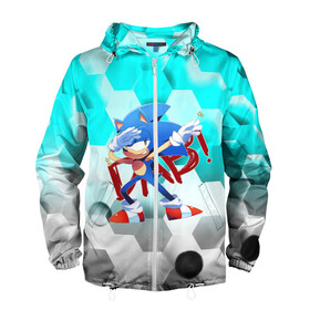 Мужская ветровка 3D с принтом SONIC DAB в городе Новоалтайск, 100% полиэстер | подол и капюшон оформлены резинкой с фиксаторами, два кармана без застежек по бокам, один потайной карман на груди | hedgehog | metal sonic | silver | silver the hedgehog | sonic | sonic boom | sonic the hedgehog | ёж сонник | игры | соник | фильмы