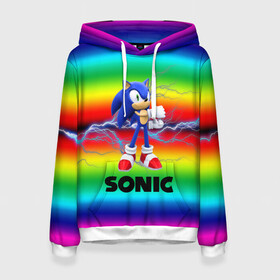 Женская толстовка 3D с принтом SONIC RAINBOW в городе Новоалтайск, 100% полиэстер  | двухслойный капюшон со шнурком для регулировки, мягкие манжеты на рукавах и по низу толстовки, спереди карман-кенгуру с мягким внутренним слоем. | hedgehog | metal sonic | silver | silver the hedgehog | sonic | sonic boom | sonic the hedgehog | ёж сонник | игры | соник | фильмы