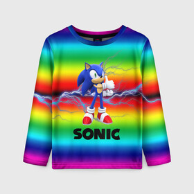 Детский лонгслив 3D с принтом SONIC RAINBOW в городе Новоалтайск, 100% полиэстер | длинные рукава, круглый вырез горловины, полуприлегающий силуэт
 | hedgehog | metal sonic | silver | silver the hedgehog | sonic | sonic boom | sonic the hedgehog | ёж сонник | игры | соник | фильмы