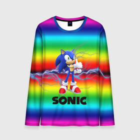 Мужской лонгслив 3D с принтом SONIC RAINBOW в городе Новоалтайск, 100% полиэстер | длинные рукава, круглый вырез горловины, полуприлегающий силуэт | hedgehog | metal sonic | silver | silver the hedgehog | sonic | sonic boom | sonic the hedgehog | ёж сонник | игры | соник | фильмы