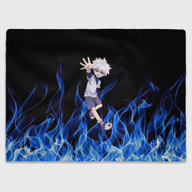 Плед 3D с принтом Killua Zoldyck Blue Fire в городе Новоалтайск, 100% полиэстер | закругленные углы, все края обработаны. Ткань не мнется и не растягивается | hunter  hunter | алая иллюзия | гон фрикс | курапика | леорио | молния | огонь | охотник х охотник | персонажи | последняя миссия | хантер | хантер икс хантер | хантер х хантер | хисока