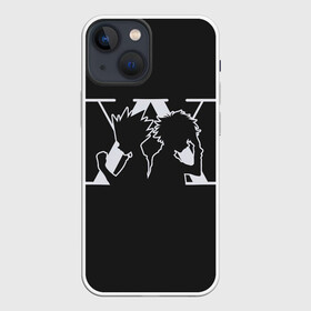Чехол для iPhone 13 mini с принтом XX Гон Фрикс и Киллуа Золдик силуэт на черном в городе Новоалтайск,  |  | Тематика изображения на принте: alluka | anime | chrollo | gon | hisoka | hunter | hunter x hunter | hxh | japan | kalluto | killua | kurapika | lucilfer | x | аниме | гон | куроро | люцифер | мульт | охотник | х | хисока | япония