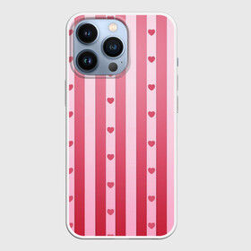 Чехол для iPhone 13 Pro с принтом Валентинова нежность в городе Новоалтайск,  |  | Тематика изображения на принте: белый | день святого валентина | красный | линии | любовь | полосы | розовый | сердце