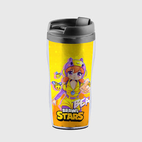 Термокружка-непроливайка с принтом Bea Brawl stars Беа anime  в городе Новоалтайск, внутренняя часть — пищевой пластик, наружная часть — прозрачный пластик, между ними — полиграфическая вставка с рисунком | объем — 350 мл, герметичная крышка | bea | brawl | brawl stars | brawlstars | brawl_stars | jessie | беа | биа | бравл | бравлстарс | пчела | пчелка