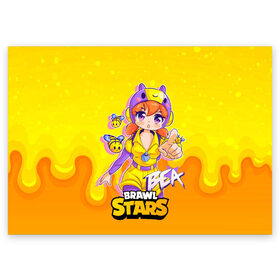 Поздравительная открытка с принтом Bea Brawl stars Беа anime в городе Новоалтайск, 100% бумага | плотность бумаги 280 г/м2, матовая, на обратной стороне линовка и место для марки
 | bea | brawl | brawl stars | brawlstars | brawl_stars | jessie | беа | биа | бравл | бравлстарс | пчела | пчелка