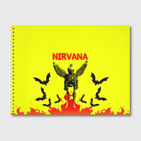 Альбом для рисования с принтом NIRVANA в городе Новоалтайск, 100% бумага
 | матовая бумага, плотность 200 мг. | Тематика изображения на принте: nirvana | smile | ангел | курт кобейн | нирвана | скелет | смайл | телечия мышы