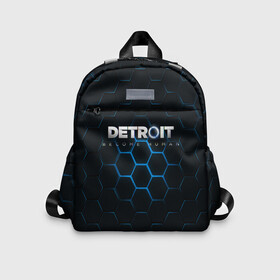 Детский рюкзак 3D с принтом DETROIT (S) в городе Новоалтайск, 100% полиэстер | лямки с регулируемой длиной, сверху петелька, чтобы рюкзак можно было повесить на вешалку. Основное отделение закрывается на молнию, как и внешний карман. Внутри дополнительный карман. По бокам два дополнительных кармашка | Тематика изображения на принте: android | connor | detroit become human | game | rk 800 | urban | будущее | город | детроит | игры | мир | роботы | технологии