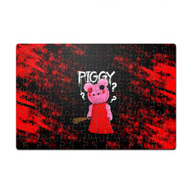 Пазл магнитный 126 элементов с принтом ROBLOX PIGGY - СВИНКА ПИГГИ в городе Новоалтайск, полимерный материал с магнитным слоем | 126 деталей, размер изделия —  180*270 мм | Тематика изображения на принте: pig | piggy | roblox | игра | компьютерная игра | логотип | онлайн | онлайн игра | пигги | поросенок | роблакс | роблокс | свинка | свинья