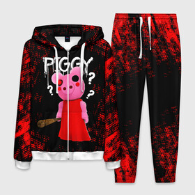Мужской костюм 3D с принтом ROBLOX PIGGY - СВИНКА ПИГГИ в городе Новоалтайск, 100% полиэстер | Манжеты и пояс оформлены тканевой резинкой, двухслойный капюшон со шнурком для регулировки, карманы спереди | pig | piggy | roblox | игра | компьютерная игра | логотип | онлайн | онлайн игра | пигги | поросенок | роблакс | роблокс | свинка | свинья
