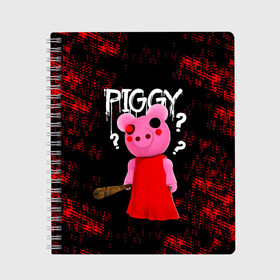 Тетрадь с принтом ROBLOX PIGGY - СВИНКА ПИГГИ в городе Новоалтайск, 100% бумага | 48 листов, плотность листов — 60 г/м2, плотность картонной обложки — 250 г/м2. Листы скреплены сбоку удобной пружинной спиралью. Уголки страниц и обложки скругленные. Цвет линий — светло-серый
 | pig | piggy | roblox | игра | компьютерная игра | логотип | онлайн | онлайн игра | пигги | поросенок | роблакс | роблокс | свинка | свинья