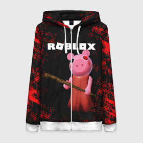 Женская толстовка 3D на молнии с принтом ROBLOX PIGGY - СВИНКА ПИГГИ в городе Новоалтайск, 100% полиэстер | длина до линии бедра, манжеты и пояс оформлены мягкой тканевой резинкой, двухслойный капюшон со шнурком для регулировки, спереди молния, по бокам два кармана | pig | piggy | roblox | игра | компьютерная игра | логотип | онлайн | онлайн игра | пигги | поросенок | роблакс | роблокс | свинка | свинья