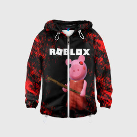 Детская ветровка 3D с принтом ROBLOX PIGGY - СВИНКА ПИГГИ в городе Новоалтайск, 100% полиэстер | подол и капюшон оформлены резинкой с фиксаторами, по бокам два кармана без застежек, один потайной карман на груди | pig | piggy | roblox | игра | компьютерная игра | логотип | онлайн | онлайн игра | пигги | поросенок | роблакс | роблокс | свинка | свинья