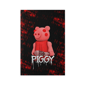 Обложка для паспорта матовая кожа с принтом ROBLOX PIGGY - СВИНКА ПИГГИ в городе Новоалтайск, натуральная матовая кожа | размер 19,3 х 13,7 см; прозрачные пластиковые крепления | pig | piggy | roblox | игра | компьютерная игра | логотип | онлайн | онлайн игра | пигги | поросенок | роблакс | роблокс | свинка | свинья