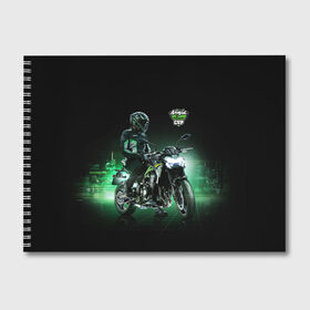 Альбом для рисования с принтом Kawasaki Ninja Cup в городе Новоалтайск, 100% бумага
 | матовая бумага, плотность 200 мг. | Тематика изображения на принте: cup | helmet | japan | kawasaki | motorcycle | night | ninja | racer | гонщик | кубок | мотоцикл | ночь | шлем | япония