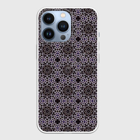 Чехол для iPhone 13 Pro с принтом Серые зеркала в городе Новоалтайск,  |  | Тематика изображения на принте: абстракция | зеркала | зеркальный рисунок | серый | темный | фиолетовый | цветы