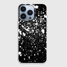 Чехол для iPhone 13 Pro с принтом Белая краска в городе Новоалтайск,  |  | Тематика изображения на принте: casual | pattern | snow | winter | акварельные | брызги | зима | краски | круги | крутые | мазки | маляр | модные | мужские | ночь | паттерн | популярные | пятна | пятнистый | снег | снегопад | снежинки | текстура