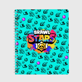 Тетрадь с принтом Brawl Stars в городе Новоалтайск, 100% бумага | 48 листов, плотность листов — 60 г/м2, плотность картонной обложки — 250 г/м2. Листы скреплены сбоку удобной пружинной спиралью. Уголки страниц и обложки скругленные. Цвет линий — светло-серый
 | brawl stars | game | акварель | бравл старс | брызги | игра | краска | леон | персонажи | радуга | разводы | разноцветный