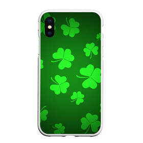 Чехол для iPhone XS Max матовый с принтом Клевер в городе Новоалтайск, Силикон | Область печати: задняя сторона чехла, без боковых панелей | Тематика изображения на принте: арт | зеленый | клевер | рисунок | светлый | темный | удача | яркий