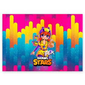 Поздравительная открытка с принтом Bea Brawl stars Беа anime в городе Новоалтайск, 100% бумага | плотность бумаги 280 г/м2, матовая, на обратной стороне линовка и место для марки
 | bea | brawl | brawl stars | brawlstars | brawl_stars | jessie | беа | биа | бравл | бравлстарс | пчела | пчелка