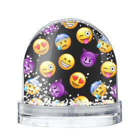 Снежный шар с принтом Emoji в городе Новоалтайск, Пластик | Изображение внутри шара печатается на глянцевой фотобумаге с двух сторон | school | пенал | прикольный пенал | смайлы | школа | школьный пенал | эмодзи