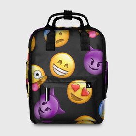 Женский рюкзак 3D с принтом Emoji в городе Новоалтайск, 100% полиэстер | лямки с регулируемой длиной, сверху ручки, чтобы рюкзак нести как сумку. Основное отделение закрывается на молнию, как и внешний карман. Внутри два дополнительных кармана, один из которых закрывается на молнию. По бокам два дополнительных кармашка, куда поместится маленькая бутылочка
 | school | пенал | прикольный пенал | смайлы | школа | школьный пенал | эмодзи