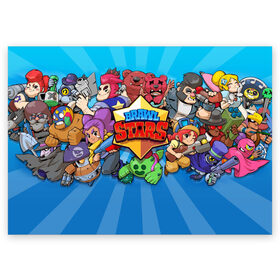Поздравительная открытка с принтом Brawl stars в городе Новоалтайск, 100% бумага | плотность бумаги 280 г/м2, матовая, на обратной стороне линовка и место для марки
 | Тематика изображения на принте: brawl stars | leon | school | бравл старс | брал старс | игры | леон | пенал | прикольный пенал | школа | школьный пенал
