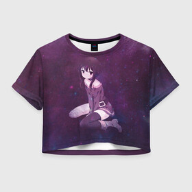 Женская футболка Crop-top 3D с принтом Megumin в городе Новоалтайск, 100% полиэстер | круглая горловина, длина футболки до линии талии, рукава с отворотами | konosuba | megumin | аниме | мегумин | этот замечательный мир