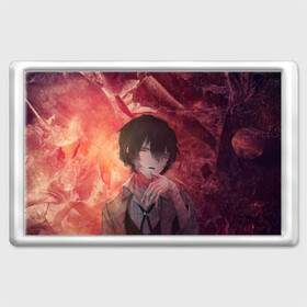 Магнит 45*70 с принтом Dazai Osamu в городе Новоалтайск, Пластик | Размер: 78*52 мм; Размер печати: 70*45 | Тематика изображения на принте: bungou stray dogs | dazai | dazai osamu | osamu | бродячие псы | великий | дазай | осаму
