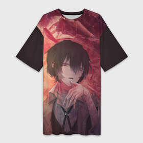 Платье-футболка 3D с принтом Dazai Osamu в городе Новоалтайск,  |  | bungou stray dogs | dazai | dazai osamu | osamu | бродячие псы | великий | дазай | осаму