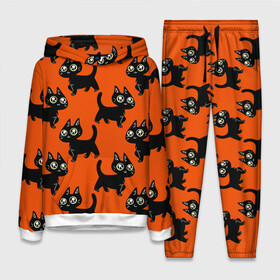 Женский костюм 3D (с толстовкой) с принтом HALLOWEEN CATS в городе Новоалтайск,  |  | animal | cat | cute | pet | животное | кавай | киса | кот | котэ | милое | хэллоуин